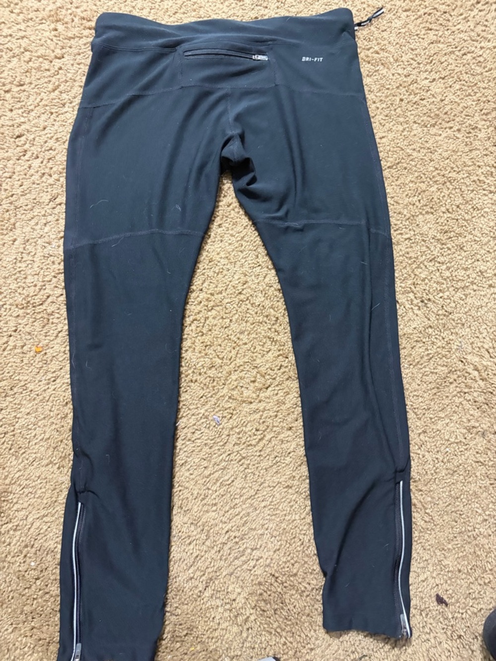Nike Black Athletic Running Tights with White Swoosh Size L - Picture 3 of 12